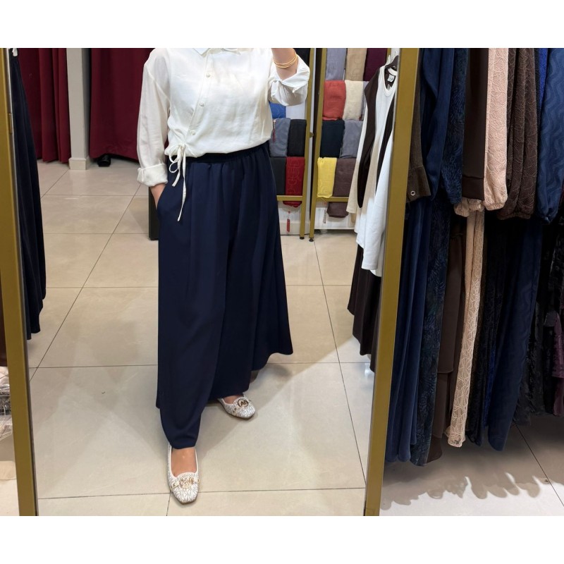 Pantolon Etek - Beli Lastikli Krep Kumaş